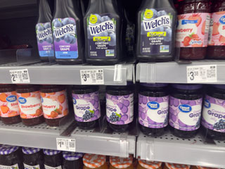 Grape and strawberry jelly