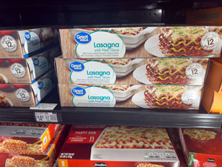 Frozen lasagna meal packages